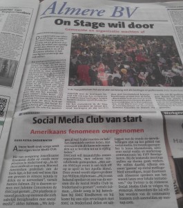 Artikel in Almere BV over startbijeenkomst Social Media Club Almere (SMC036).