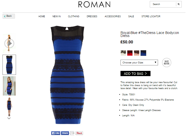 Royal-Blue #TheDress Lace Bodycon Dress at Roman Originals
